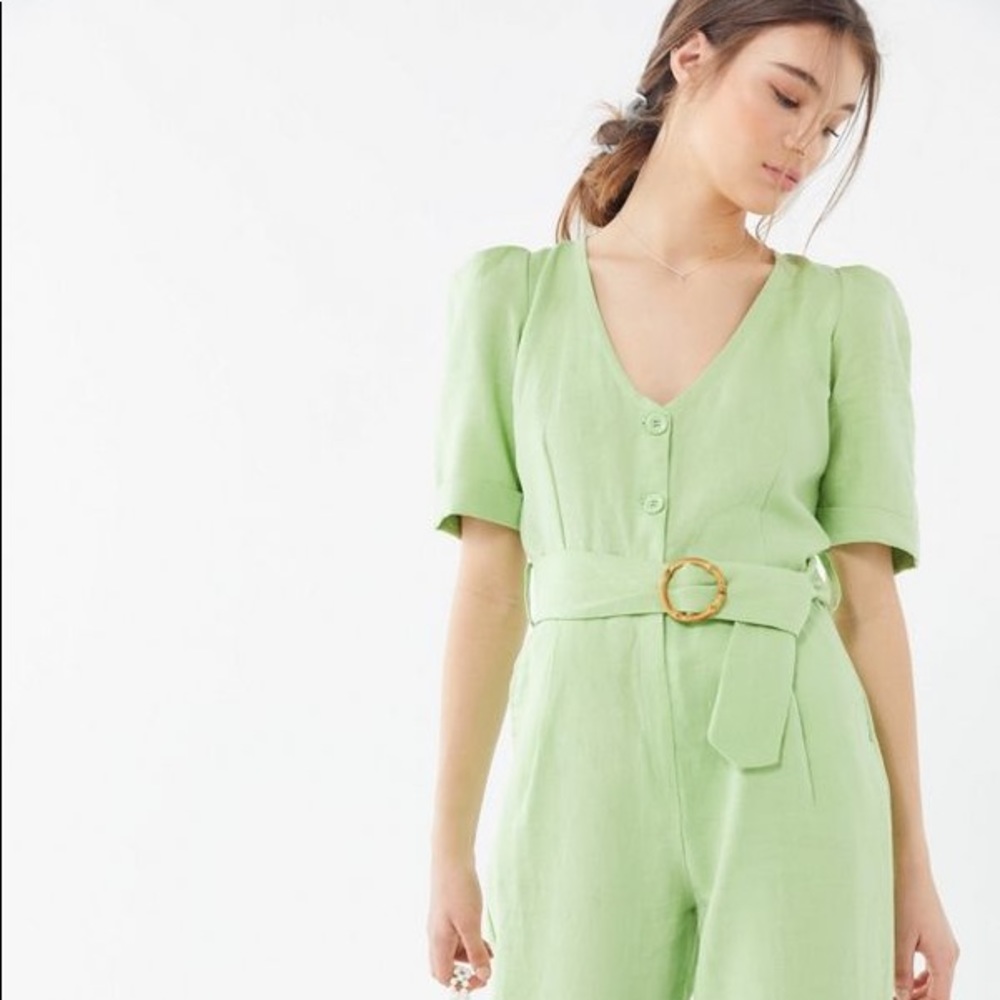 Tach clothing ludmila belted puff sleeve jumpsuit